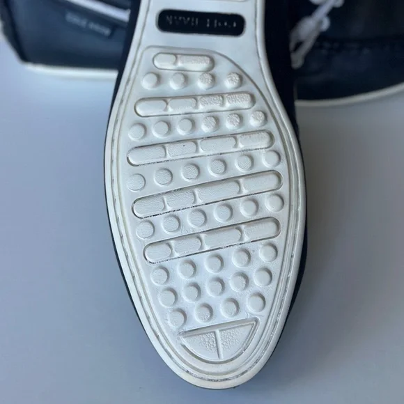 Cole Haan Grand OS Boat Shoes 9.5W Navy Leather Studded Heel - Picture 10 of 16
